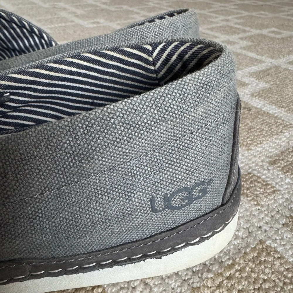 UGG Gray Canvas Slip-On Shoes Casual Comfort Loafers Travel Vacation Size 12 - Picture 6 of 7